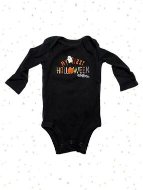 Carters My First Halloween Black Embroidered Long Sleeve Bodysuit Unisex Size 6M